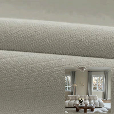 Hugmoom Premium Light Gray Chenille Blackout Curtains, Luxury Chenille Drapery Fabric for Living Room, Custom Size Blackout Curtains for Deep Sleep, Elegant Window Coverings for High-End American Home