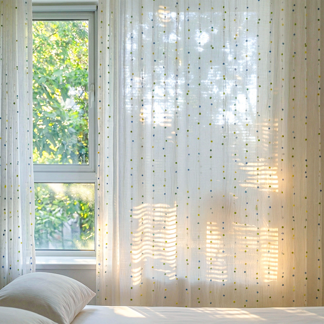 Hugmoom Rainbow Sugar Beans Sheer Curtains – Elegant Light-Filtering Drapes for Sunlit Master Bedrooms (US, UK, EU)