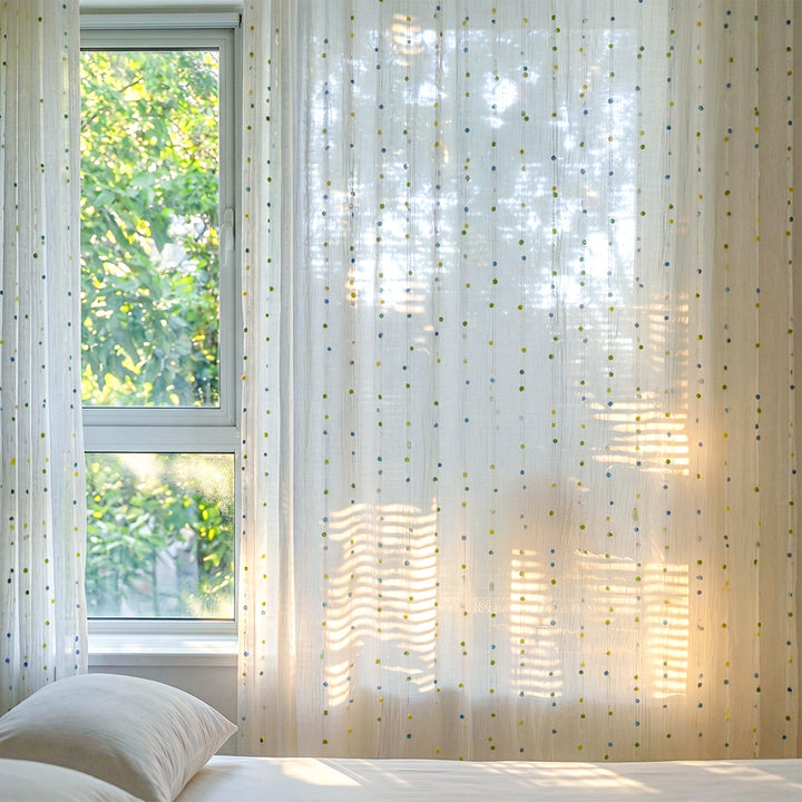 Hugmoom Rainbow Sugar Beans Sheer Curtains – Elegant Light-Filtering Drapes for Sunlit Master Bedrooms (US, UK, EU)