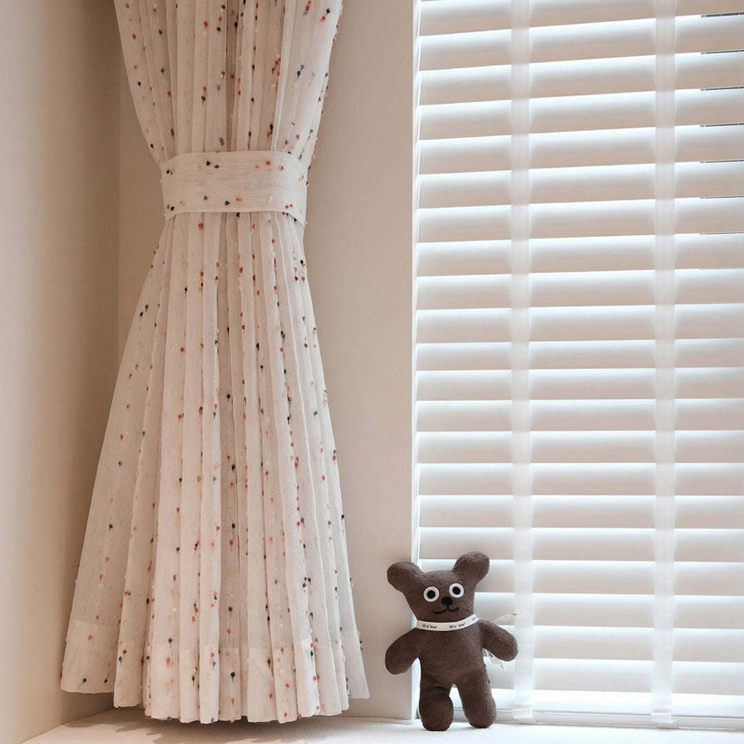 Hugmoom Rainbow Sugar Beans Sheer Curtains – Custom Drapes with Tie-Back for Versatile Room Decor (North America, Europe)