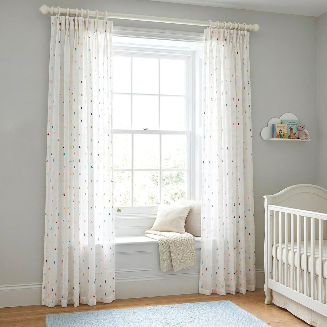 Hugmoom Rainbow Sugar Beans Sheer Curtains – Custom Drapes Designed for Nursery &amp; Kids’ Rooms (USA, Canada, EU)