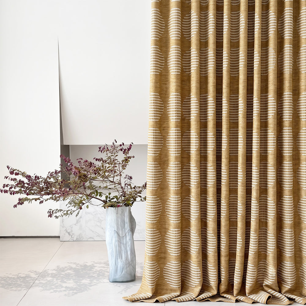 Hugmoom Textured Linen Drapes Close-Up, Linear Jacquard Woven Linen Fabric Detail, Premium Heavyweight Japandi Custom Curtain Swatch