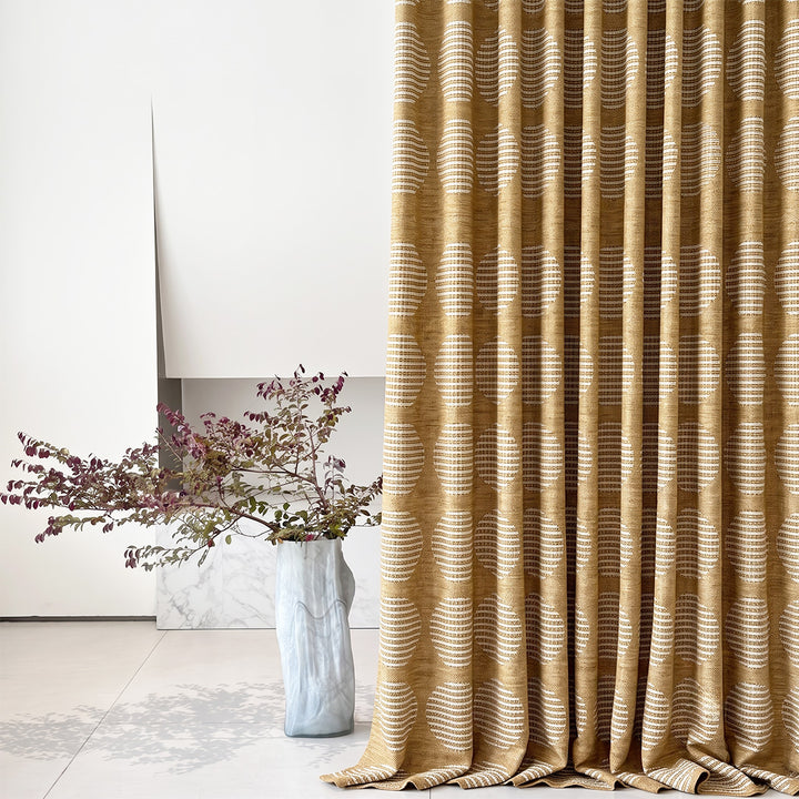 Hugmoom Textured Linen Drapes Close-Up, Linear Jacquard Woven Linen Fabric Detail, Premium Heavyweight Japandi Custom Curtain Swatch