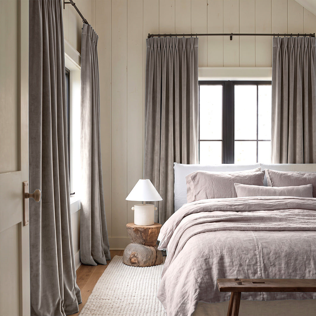 Hugmoom Velvet Curtains Grey Custom Blackout Drapes Minimalist Modern Master Bedroom Window Treatments Quiet Luxury Style Canada Toronto