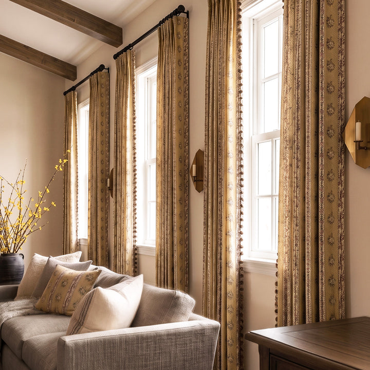 Hugmoom Vintage Floral Drapes – Warm Yellow Shabby Chic Curtains for Traditional Farmhouse Living Rooms (US, UK, EU)