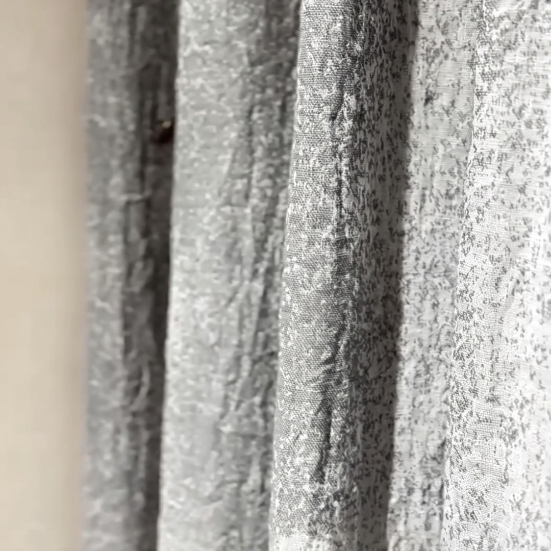 Hugmoom Vintage Revival Linen Blend Curtain Custom Quiet Luxury For Estate Farmhouse Grey Floral Textured Fabric Close-Up Custom Curtain Material EU