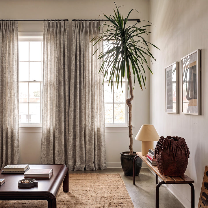 Hugmoom Vintage Revival Linen Blend Curtain Custom Quiet Luxury For Estate Farmhouse Neutral Grey Printed Linen Custom Curtains Industrial Farmhouse Entryway USA Canada