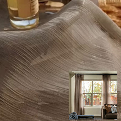 Hugmoom Warm Taupe Semi Sheer Curtains With Flowing Yarn, Premium Sheer Drapery Fabric for Living Room, Custom Light Filtering Sheer Drapes, Luxury Window Treatments for Modern Home