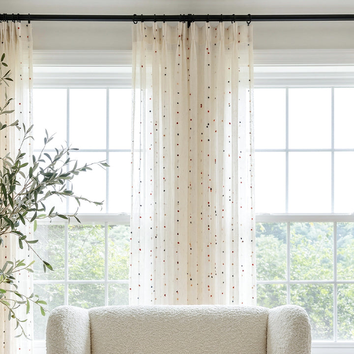 Hugmoom Warm Tone Sugar Beans Sheer Curtains – Luxury Custom Drapes for Modern Farmhouse Living Rooms (North America, Europe)