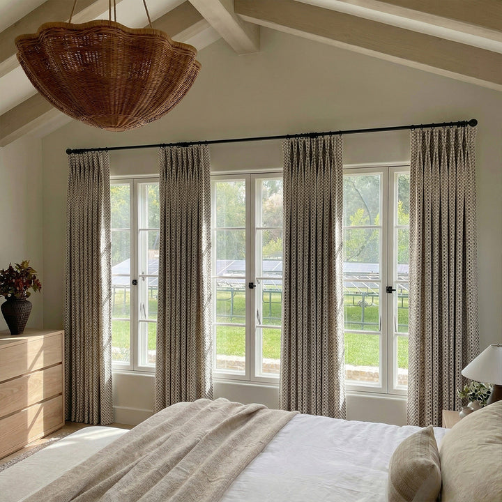 Hugmoom Woven Curtains – Premium Basketweave Warm Minimalist Drapes for Luxury Sunlit Bedrooms (USA, EU)