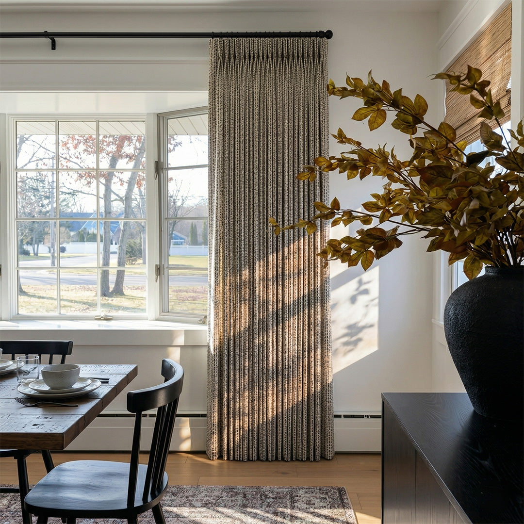 Hugmoom Woven Curtains – Premium Basketweave Warm Minimalist Drapes for Timeless Farmhouse Dining Rooms (North America, Europe)