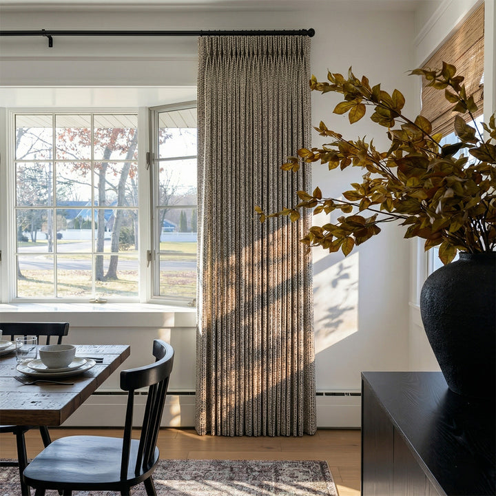 Hugmoom Woven Curtains – Premium Basketweave Warm Minimalist Drapes for Timeless Farmhouse Dining Rooms (North America, Europe)