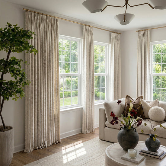 Hugmoom Woven Curtains – Premium Basketweave Warm Minimalist Drapes for High-End Spacious Living Rooms (USA, EU)