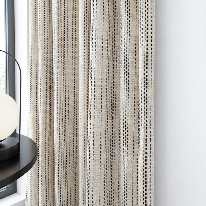 Hugmoom Woven Curtains – Close-up of Premium Basketweave Textured Fabric (North America, Europe)