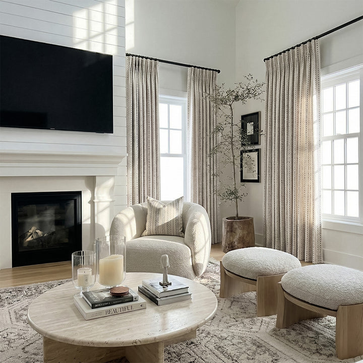 Hugmoom Woven Curtains – Premium Basketweave Warm Minimalist Drapes for Modern Farmhouse Fireplace Living Rooms (US, UK, EU)