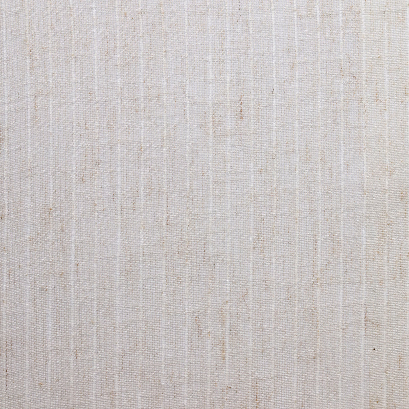Beige linen textured curtain fabric with subtle vertical stripes, close-up view