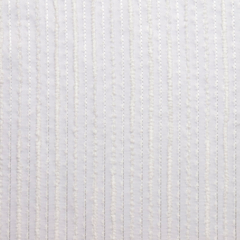 White textured curtain fabric with subtle vertical stripes, close-up detail