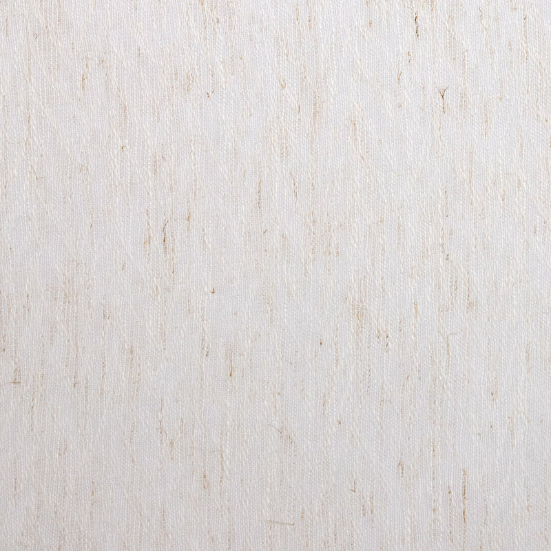 Close-up of textured beige blackout curtain fabric with natural fiber pattern.