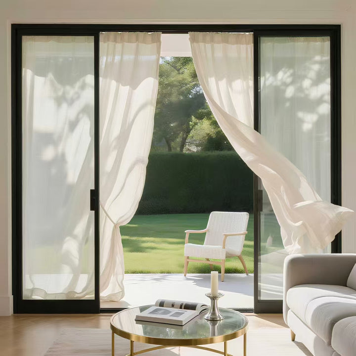 Herb-Lin Ivory Linen Sheer Curtains