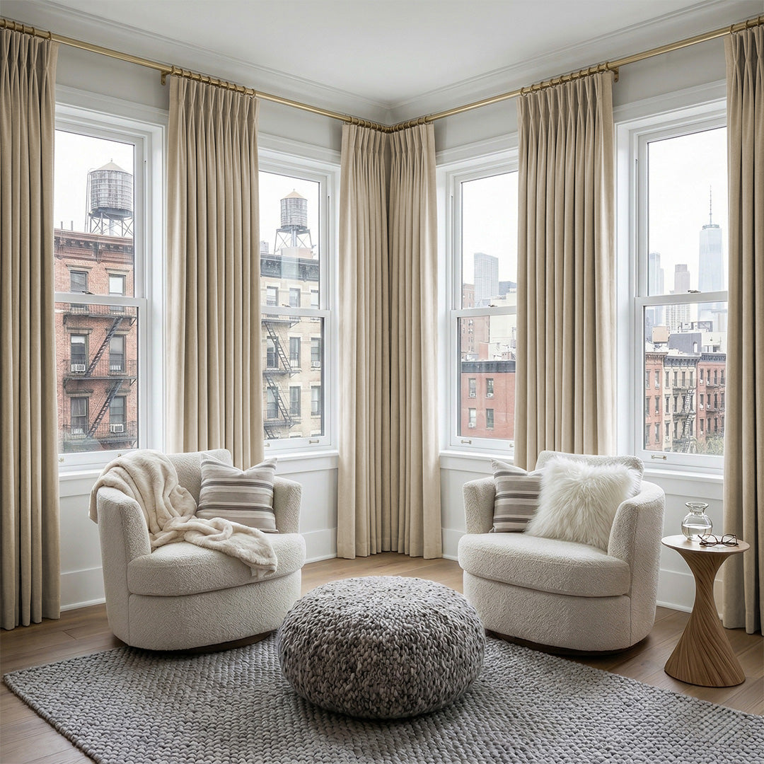 Luxury Blackout Curtains Dual-Sided Design – Textured Jacquard Drapes for Urban NYC Living Spaces (US, UK, EU)