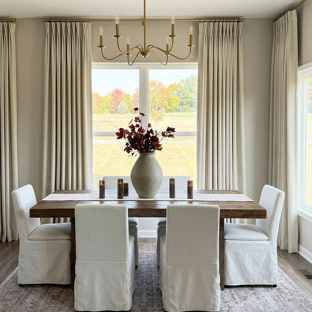 Luxury Blackout Curtains Dual-Sided Design – Textured Jacquard Drapes for Rustic Farmhouse Dining Rooms (North America, Europe)