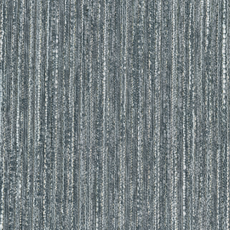 Close-up of textured gray curtain fabric with vertical woven stripes, blackout material