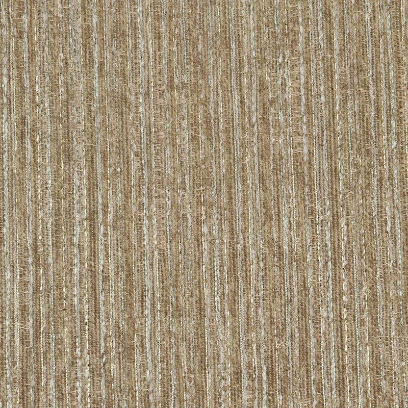 Close-up of textured beige curtain fabric with vertical woven stripes, ideal for window coverings.