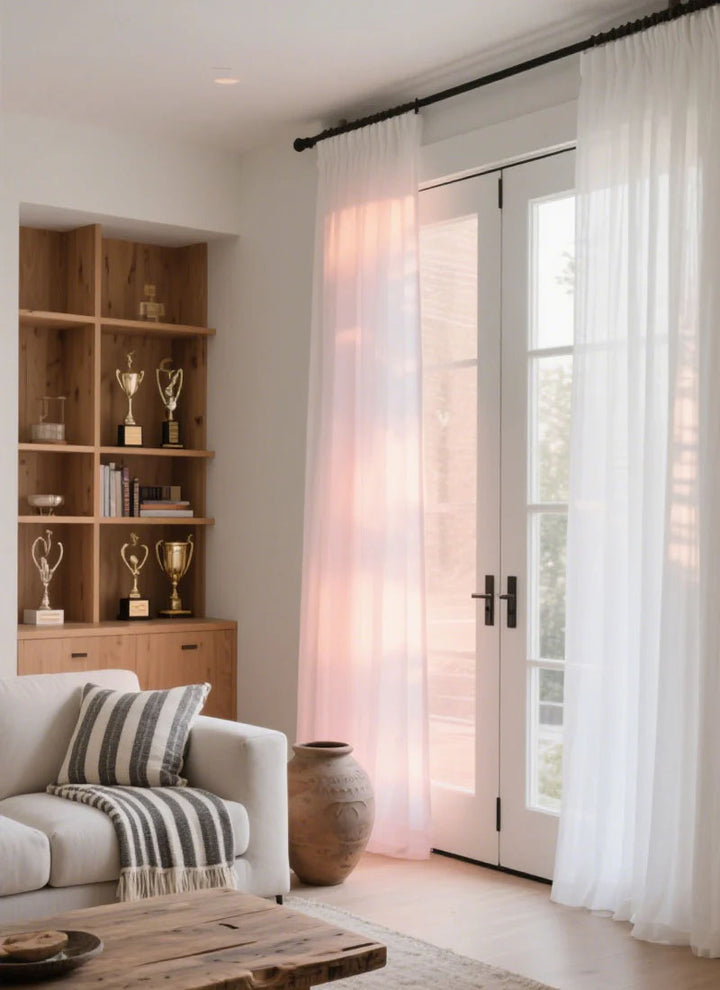 ‌Linen Curtains - Neutral Boho Rustic Semi Sheer(2 Panel)