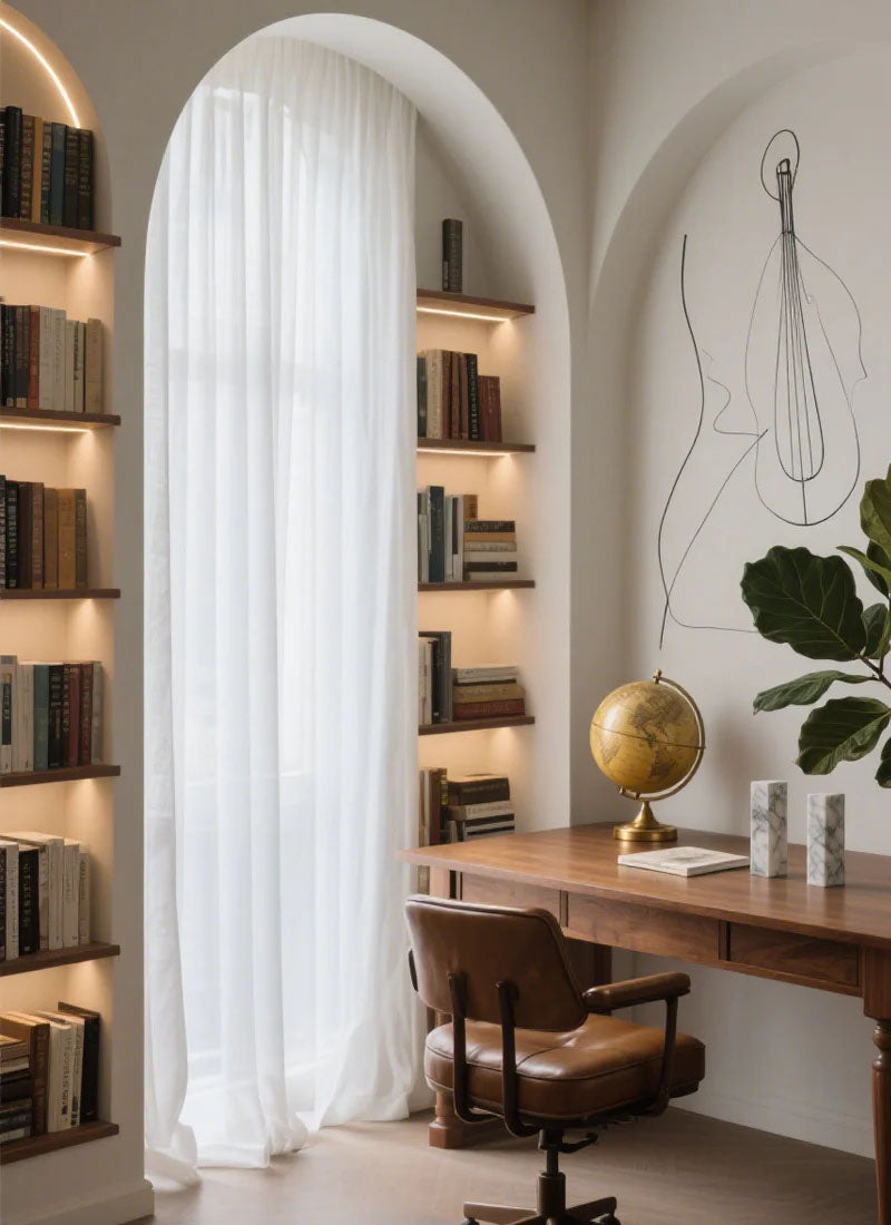 ‌Linen Curtains - Neutral Boho Rustic Semi Sheer(2 Panel)