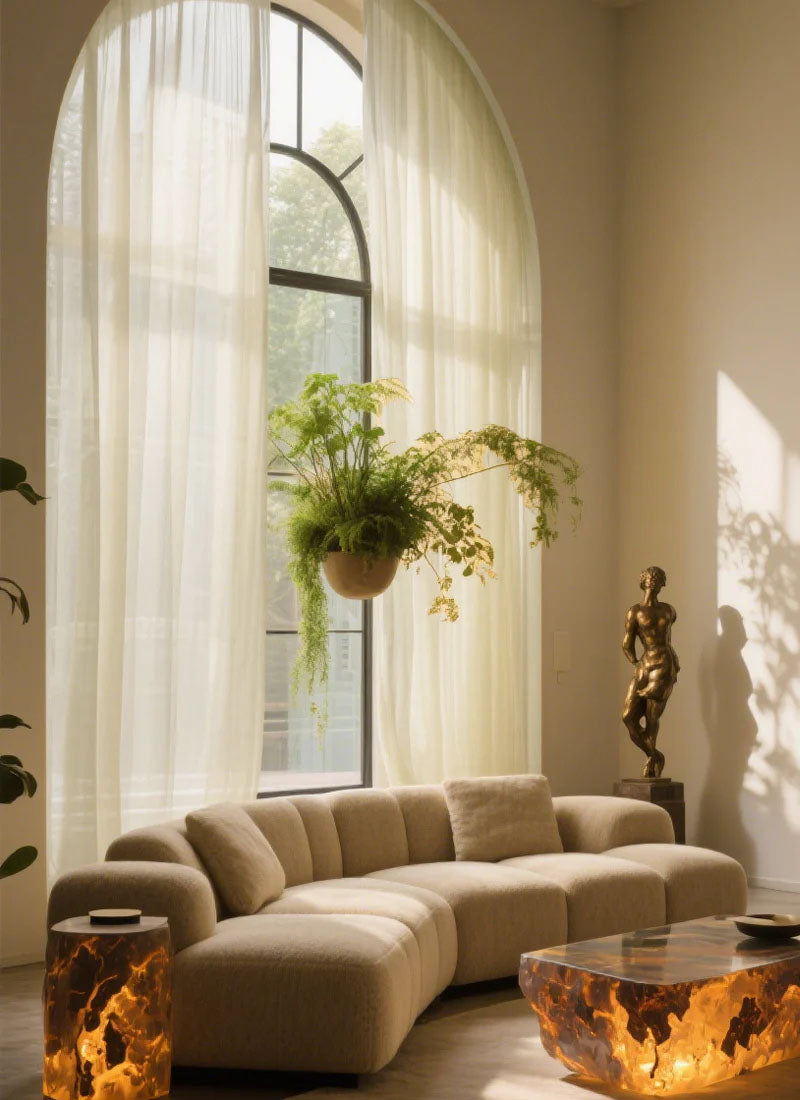 ‌Linen Curtains - Neutral Boho Rustic Semi Sheer(2 Panel)