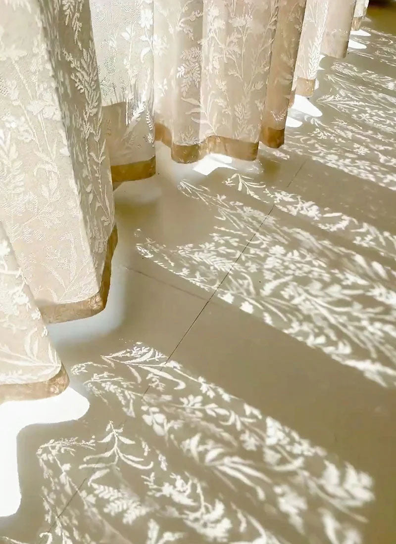 French Roman Rose Cutout Pattern Gauze Curtain (non customized)