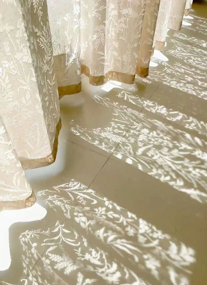 French Roman Rose Cutout Pattern Gauze Curtain (non customized)