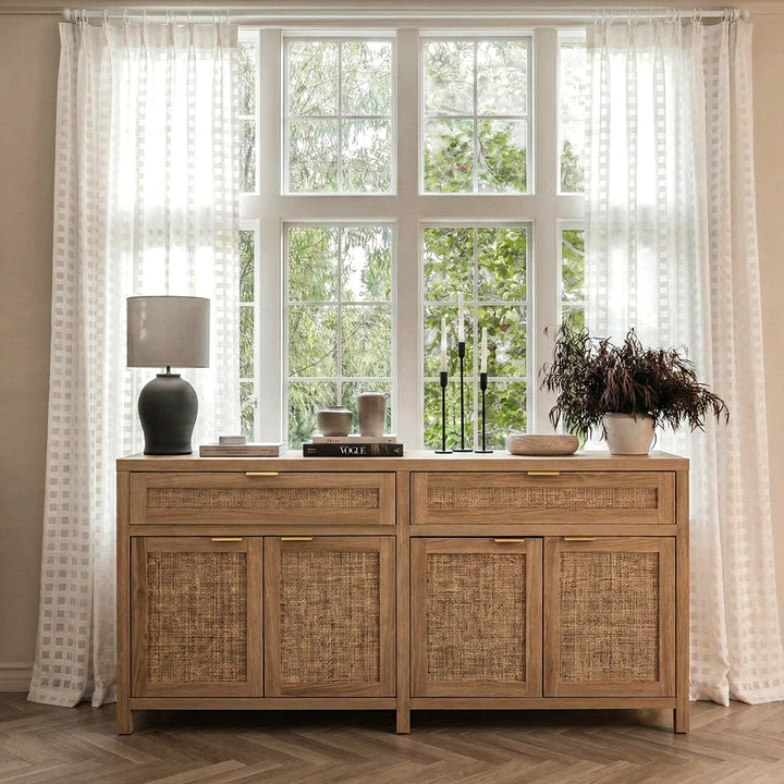 Ivory Grid Square Sheer Curtains – Luxury Light-Filtering Drapes for Entryway &amp; Console Table Areas (USA, Canada, EU)