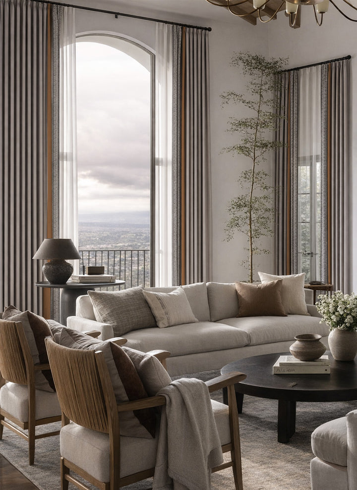 Vintage Style Cotton Linen Curtains - By Zhiqiu