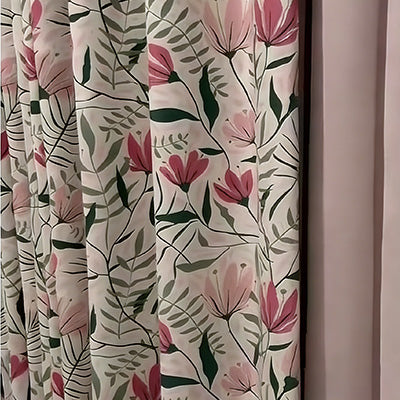 Pink Floral｜Chenille curtain fabric sample｜