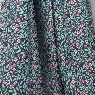 Blue Floral｜Chenille curtain fabric sample｜