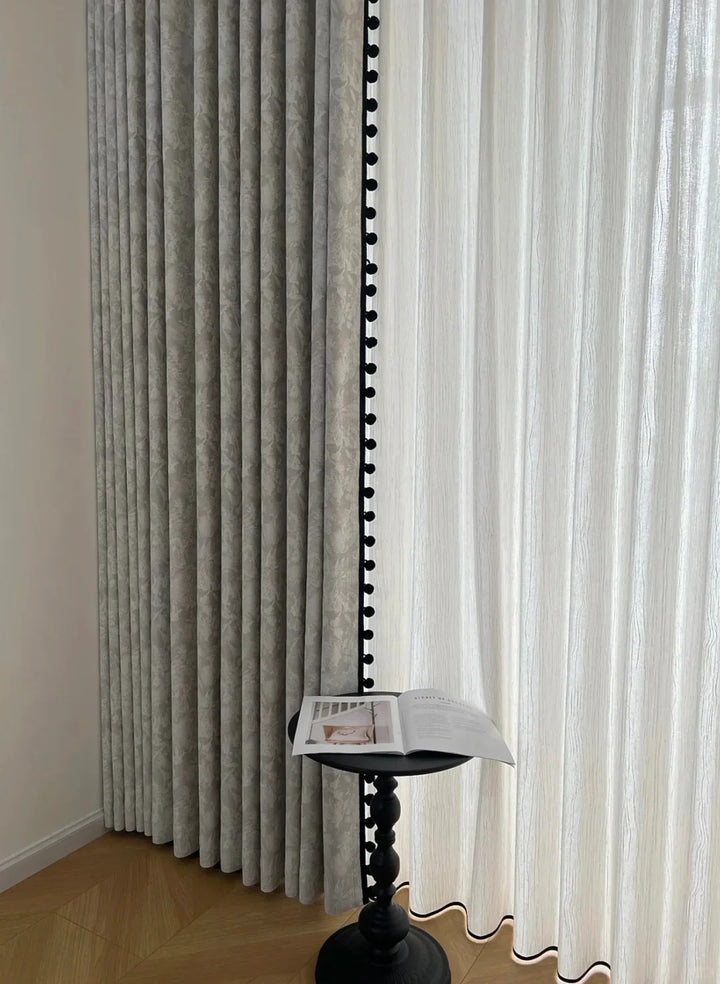 French Retro Chenille Blackout Curtains-2024 Fashion Downton Abbey Lace Fabric