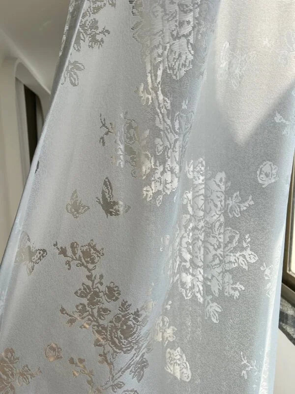 French Romantic Rose Cutout Pattern Gauze Curtain