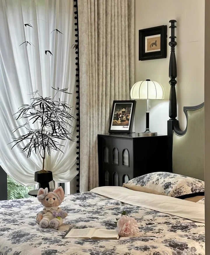 French Retro Chenille Blackout Curtains-2024 Fashion Downton Abbey Lace Fabric