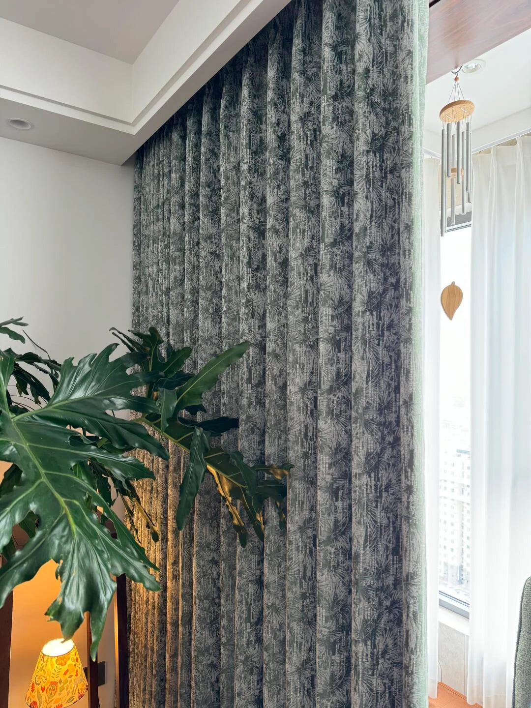 Vintage  Curtains With Palm Leaf Texture