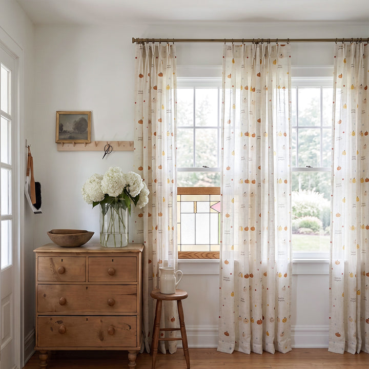 Rideaux Transparents en Lin Style Santorin - Voilages Texturés Bohème Décontracté pour Filtrage de Lumière
