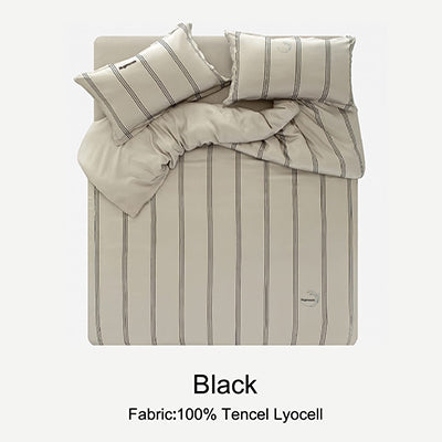 Luxury 4-Piece Bedding Set– Minimalist Modern Duvet Cover with Striped Design