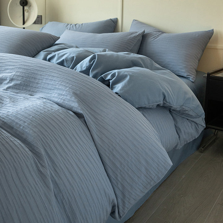 Pure Comfort Healing Cotton Bed Set – Airy Bubble Gauze & Waffle Texture for Luxury Homes & Resorts