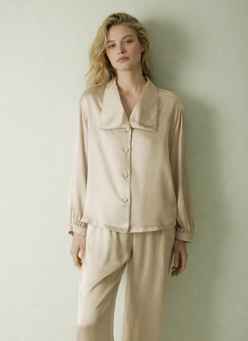 Pure Color Silk Pajamas Set – 100% Mulberry Silk