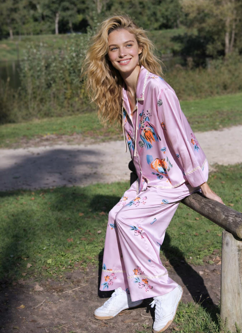 Dopamine Pajamas Set in 100% Mulberry Silk