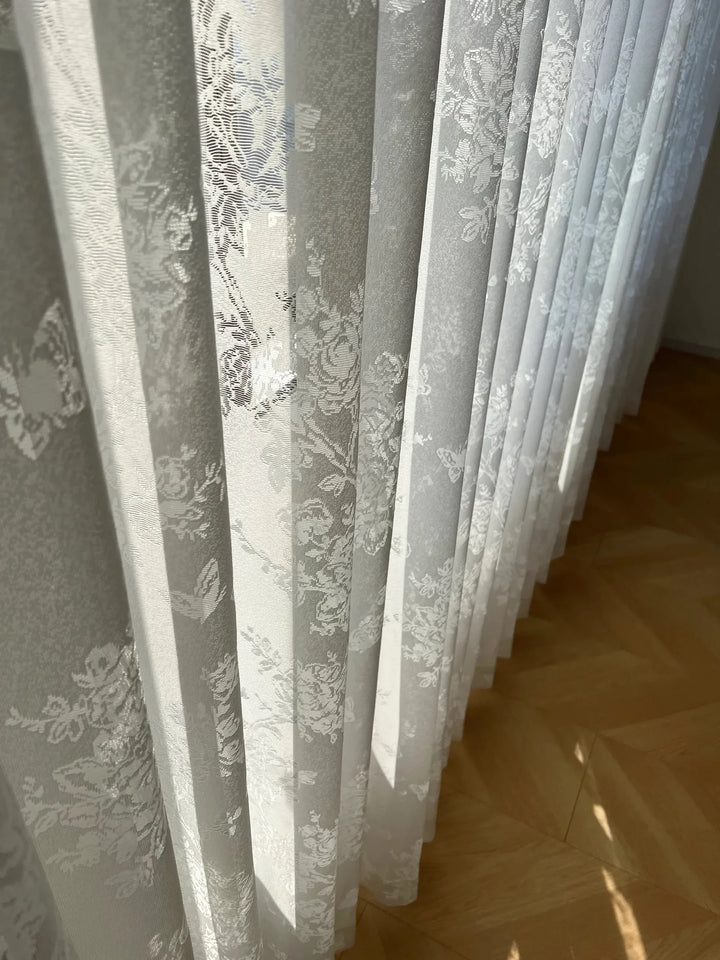 French Romantic Rose Cutout Pattern Gauze Curtain