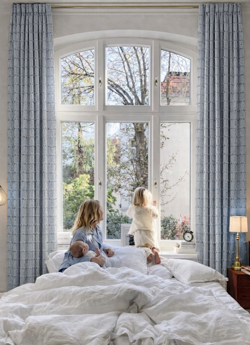 Kids Room Curtains with Stripes and Checks