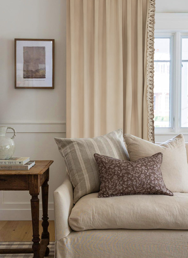 Cream Wool Velvet Curtains