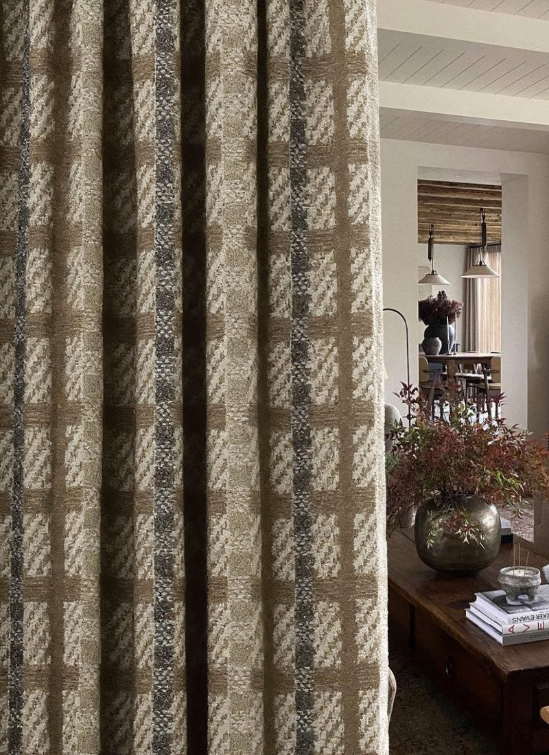 Vintage Linen Curtains– Retro British Style Stripe Design