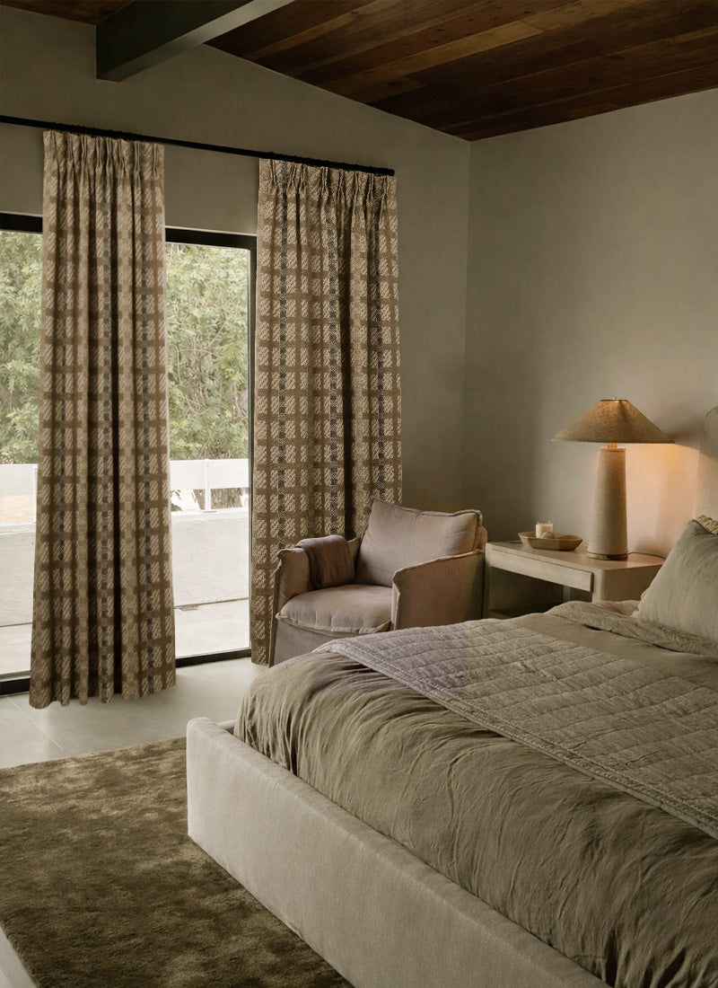 Vintage Linen Curtains– Retro British Style Stripe Design